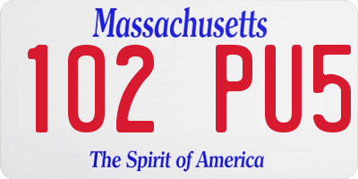 MA license plate 102PU5