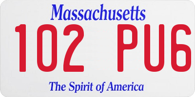 MA license plate 102PU6