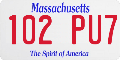 MA license plate 102PU7