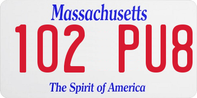 MA license plate 102PU8