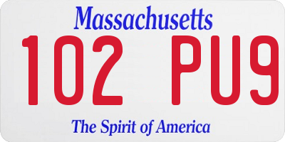 MA license plate 102PU9