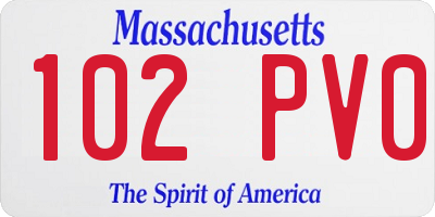 MA license plate 102PV0