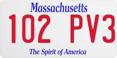 MA license plate 102PV3