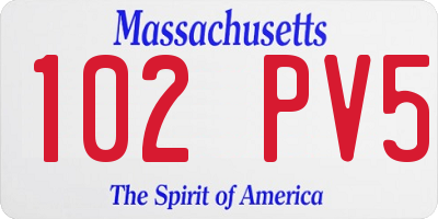 MA license plate 102PV5
