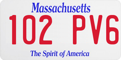 MA license plate 102PV6
