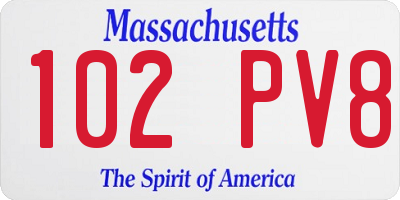 MA license plate 102PV8