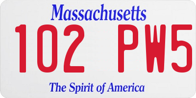 MA license plate 102PW5