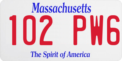 MA license plate 102PW6