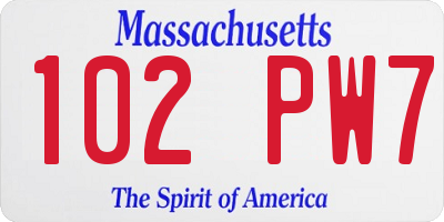 MA license plate 102PW7