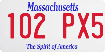 MA license plate 102PX5