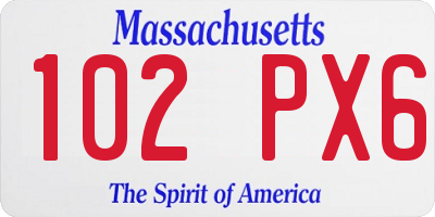 MA license plate 102PX6