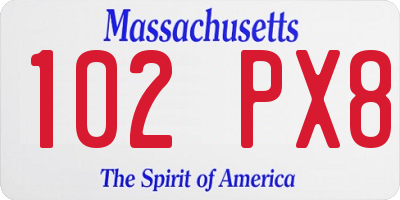 MA license plate 102PX8