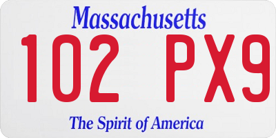 MA license plate 102PX9