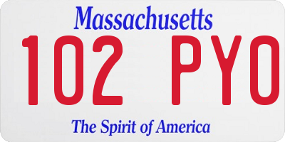 MA license plate 102PY0