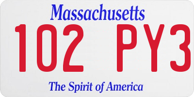 MA license plate 102PY3