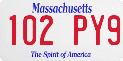 MA license plate 102PY9