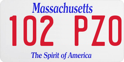 MA license plate 102PZ0