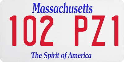 MA license plate 102PZ1