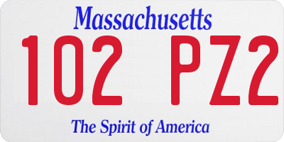 MA license plate 102PZ2