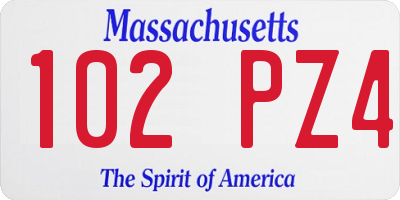 MA license plate 102PZ4