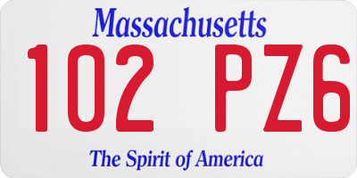 MA license plate 102PZ6