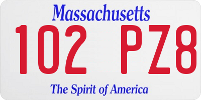 MA license plate 102PZ8