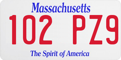 MA license plate 102PZ9