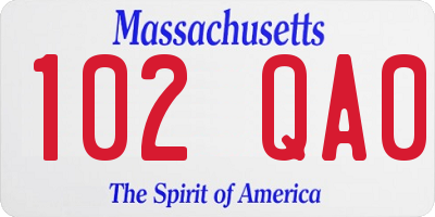 MA license plate 102QA0