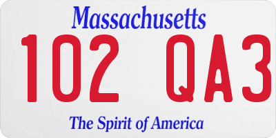 MA license plate 102QA3