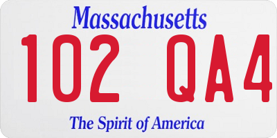 MA license plate 102QA4