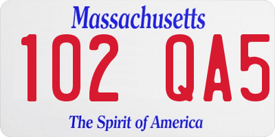 MA license plate 102QA5