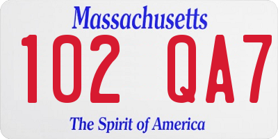 MA license plate 102QA7