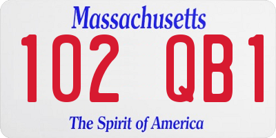 MA license plate 102QB1