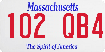 MA license plate 102QB4