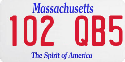 MA license plate 102QB5