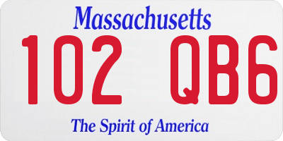 MA license plate 102QB6