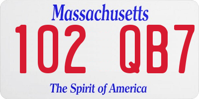 MA license plate 102QB7