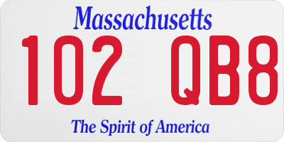 MA license plate 102QB8