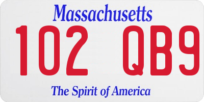 MA license plate 102QB9