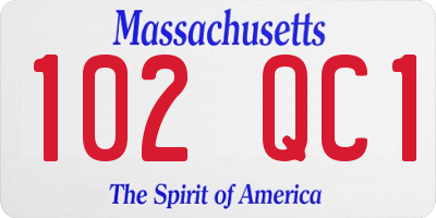 MA license plate 102QC1