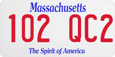 MA license plate 102QC2