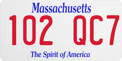 MA license plate 102QC7