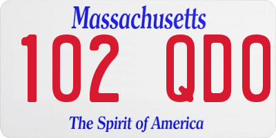 MA license plate 102QD0