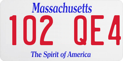 MA license plate 102QE4