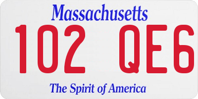 MA license plate 102QE6