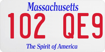 MA license plate 102QE9