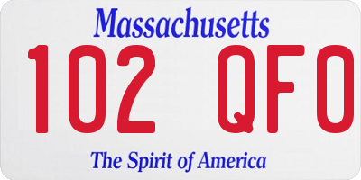 MA license plate 102QF0