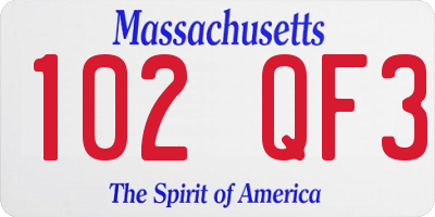 MA license plate 102QF3