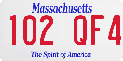 MA license plate 102QF4