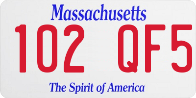 MA license plate 102QF5